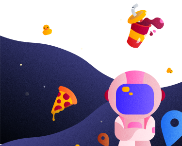 Astronauta con comida flotando